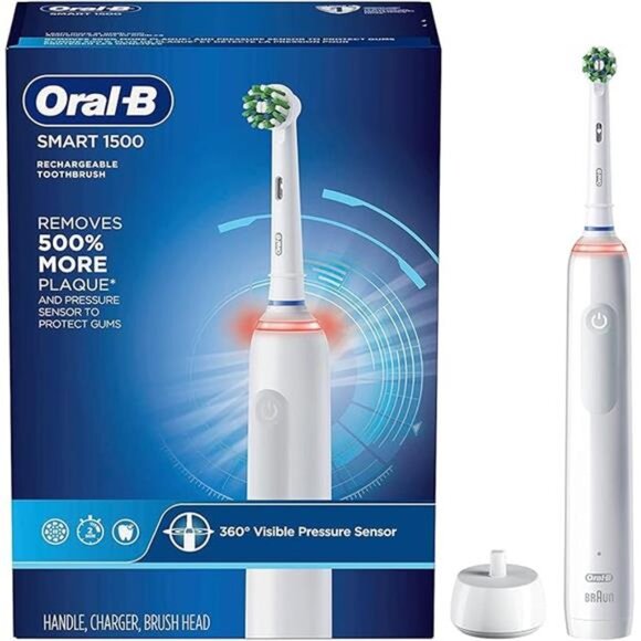 Oral-B Smart 1500 Electric Power Rechargeable Battery Toothbrush, White - Picture 8 of 8